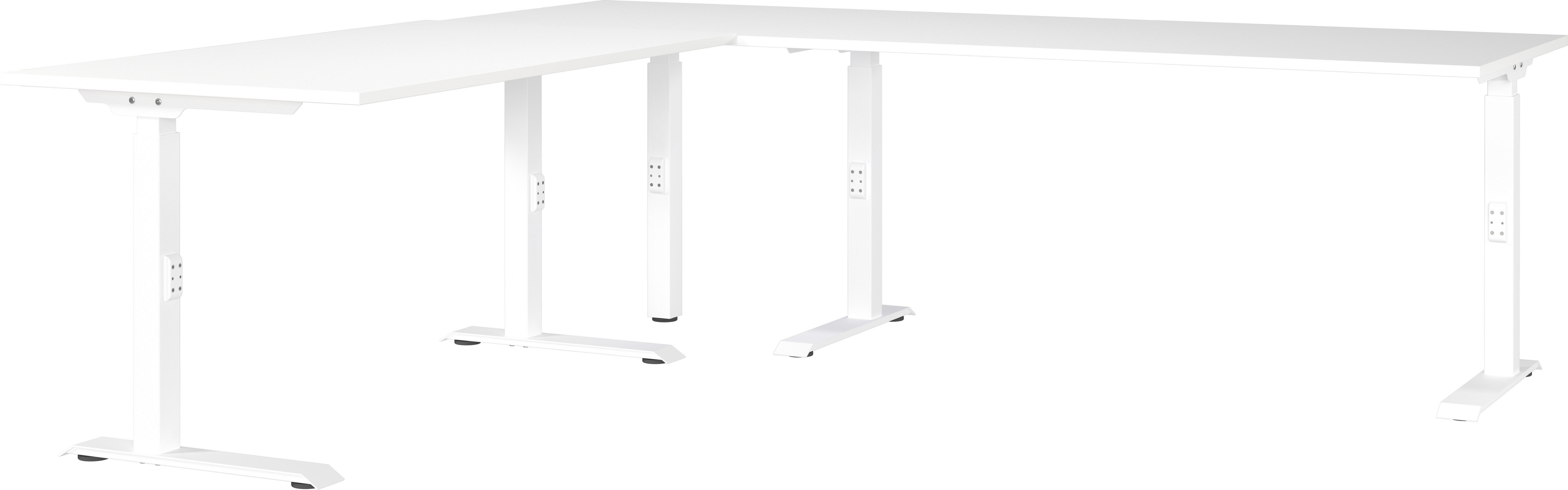 Eckschreibtisch Ribera in Weiss - Weiss, Modern, Holzwerkstoff/Metall (260/68-91/200cm) - Premium Living