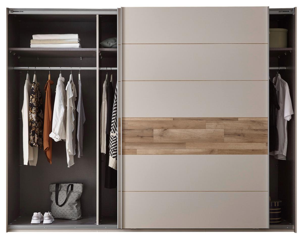 Omara Z Drsnimi Vrati Cadore, Barva Šampanjca, Hrasta, 270cm - barve šampanjca/srebrne barve, Moderno, kovina/leseni material (270/210/60cm) - MID.YOU