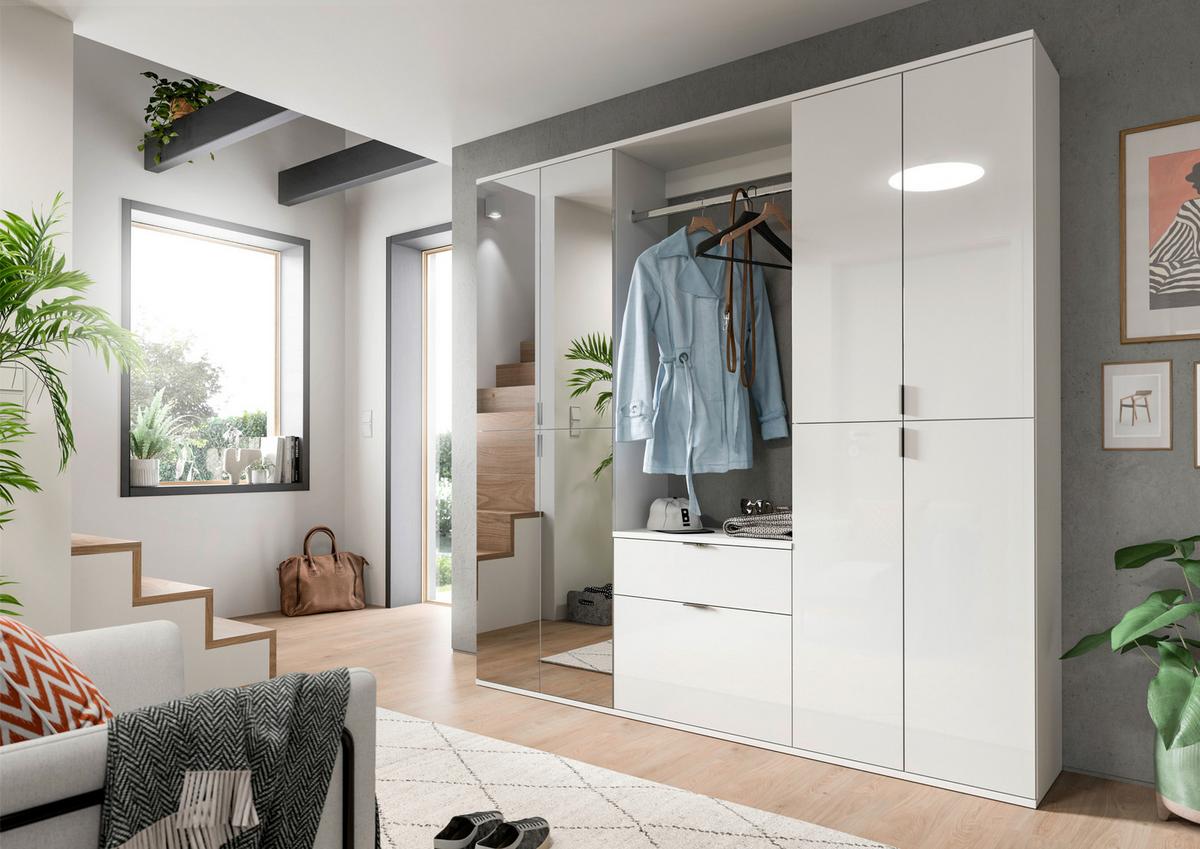 Ormar S Klasičnim Vratima Projekt X - bijela visoki sjaj, Moderno, staklo/drvni materijal (183/193/34cm) - Modern Living