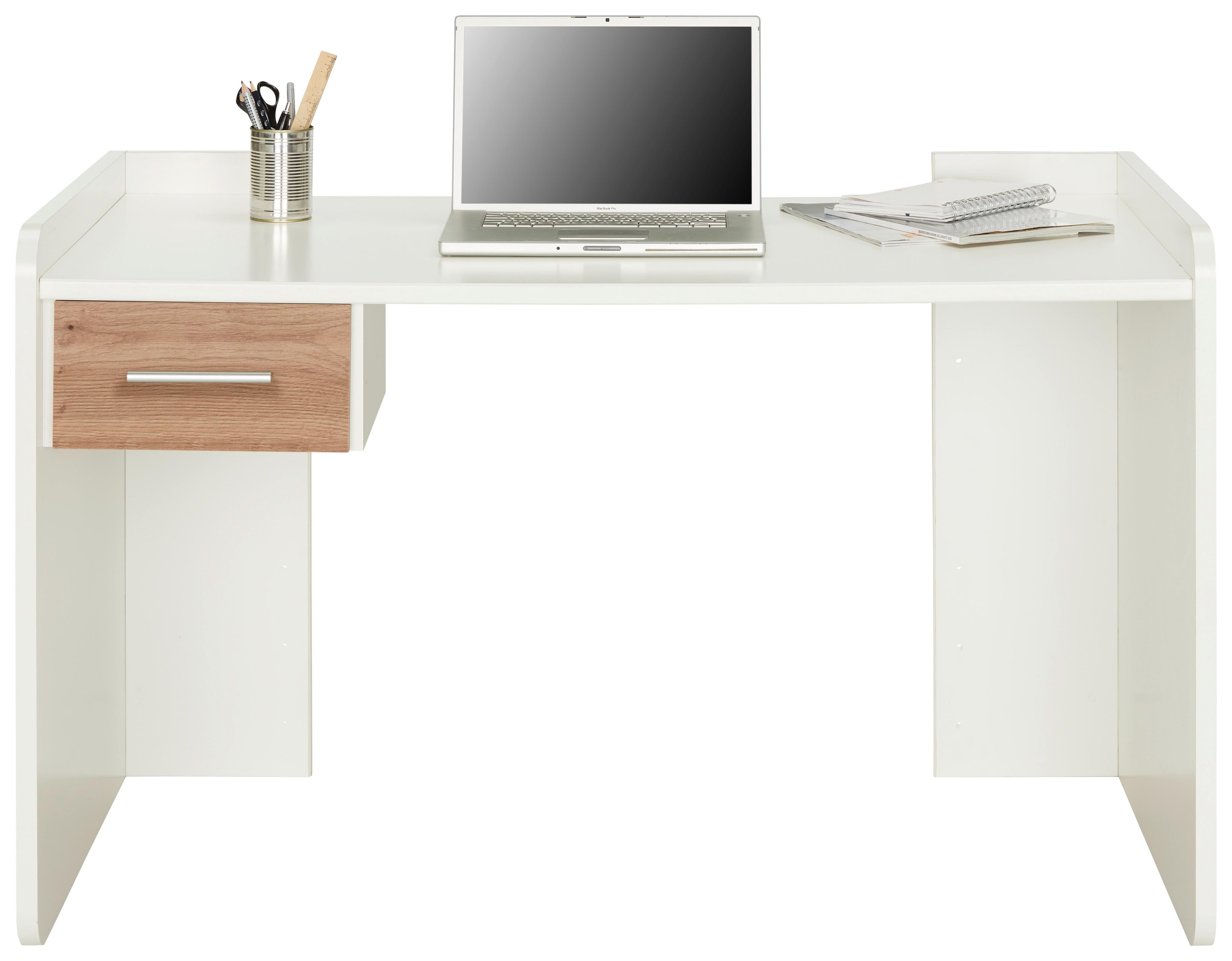 Schreibtisch Young in Weiß/Eiche Artisan - Alufarben/Weiß, KONVENTIONELL, Holzwerkstoff/Kunststoff (124/77/70cm) - Mömax