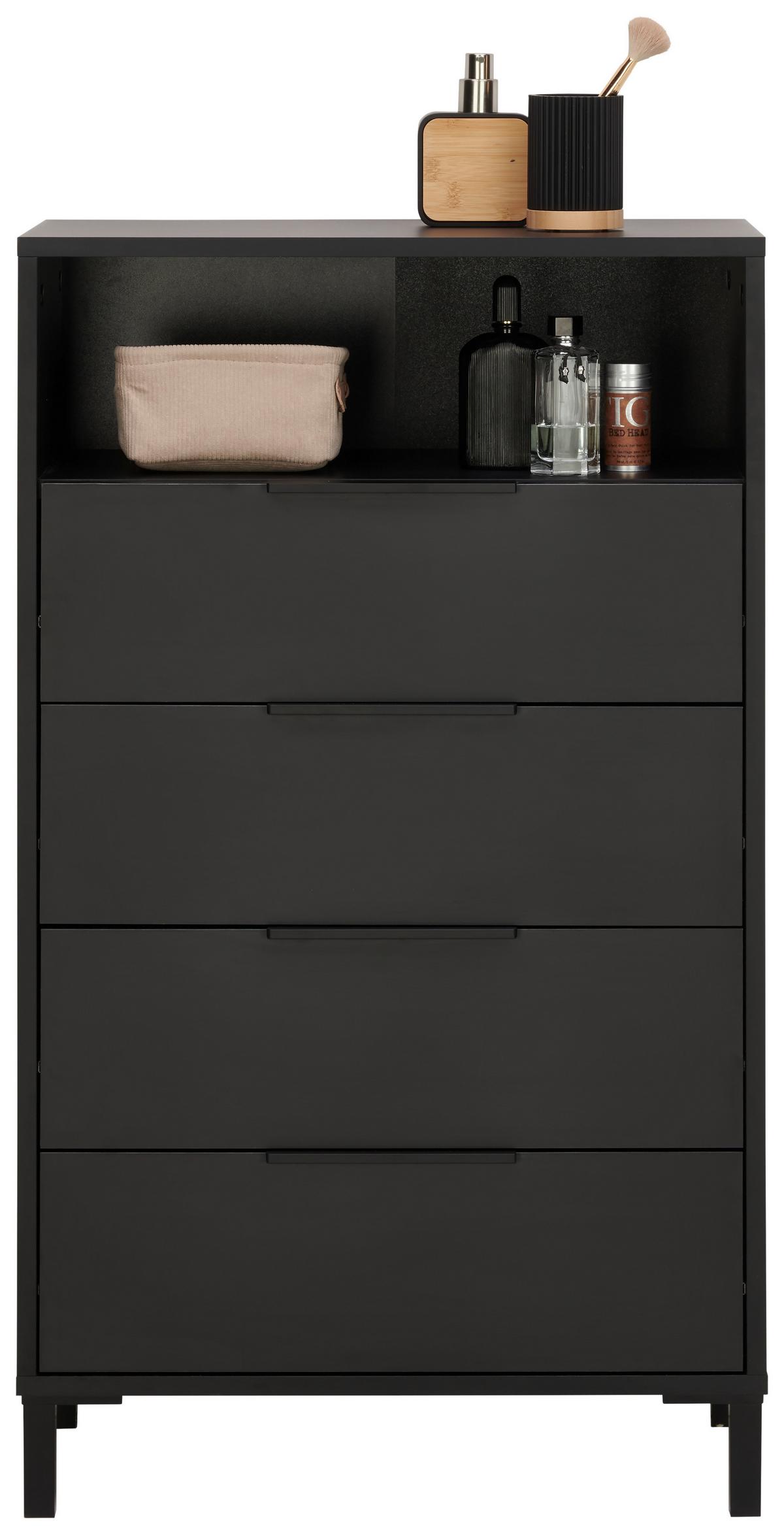 KOMODA WYSOKA INOVA - antracytowy/czarny, Basics, materiał drewnopochodny/tworzywo sztuczne (60/103,5/33cm) - home24