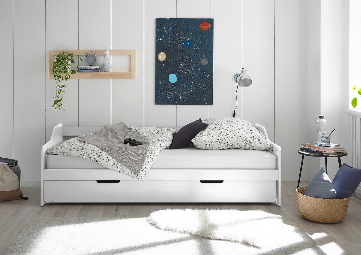 Krevet Na Izvlačenje Jesse - bela/prirodna boja, Konvencionalno, drvo/pločasti materijal (90/200cm)