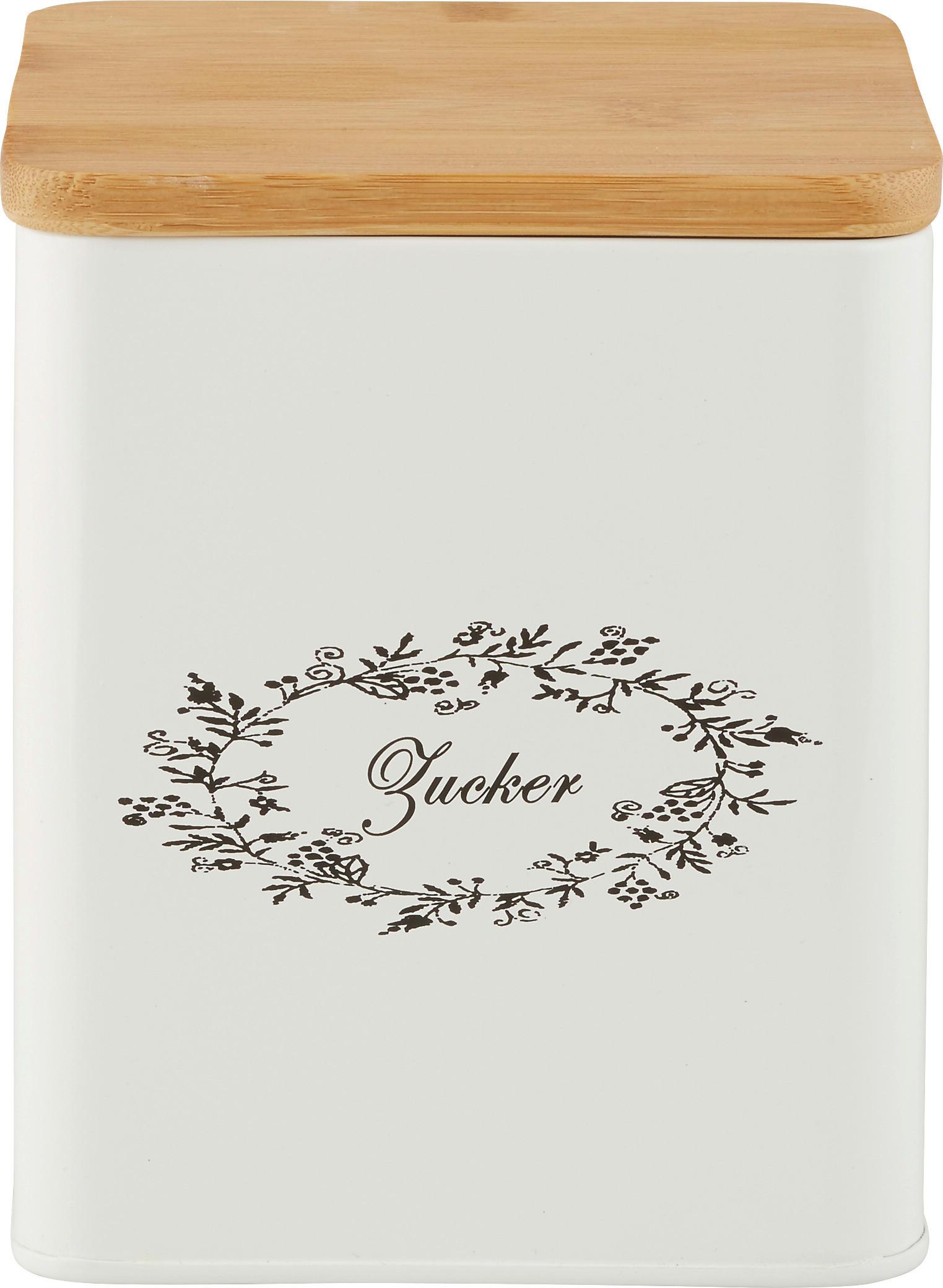 Cutie cu capac Lore - alb/culoare natur, Romantik / Landhaus, lemn/metal (14/14/16cm) - Zandiara