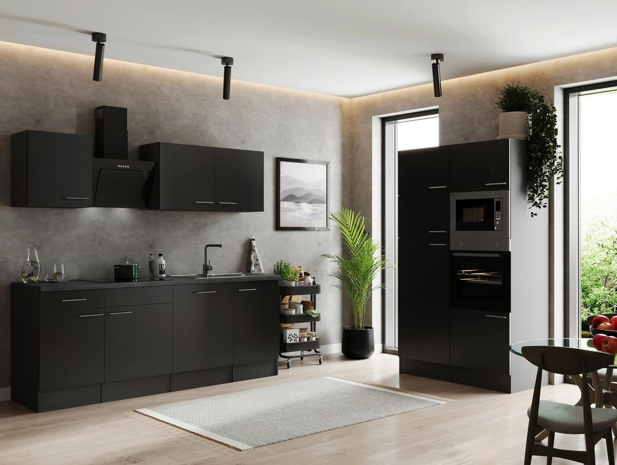 Kuhinjski Blok Z Aparati Oliver, 340cm - srebrne barve/črna, Design, kovina/leseni material (340cm) - Respekta