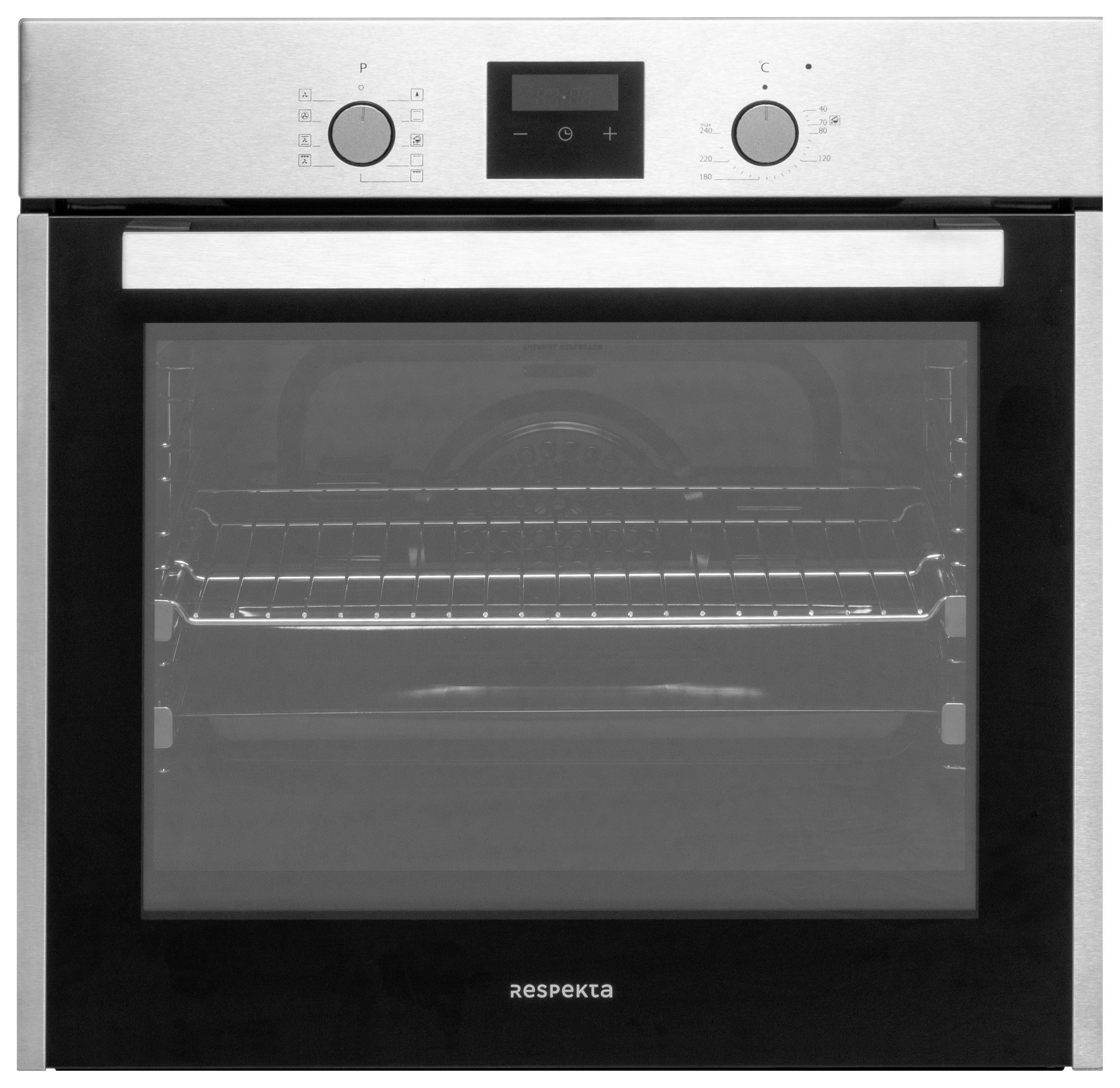 Einbaubackofen Diman 59,9/59,9/56,5 cm Edelstahl - Edelstahlfarben/Schwarz, Trend, Glas/Metall (59,5/59,5/56,5cm) - Respekta