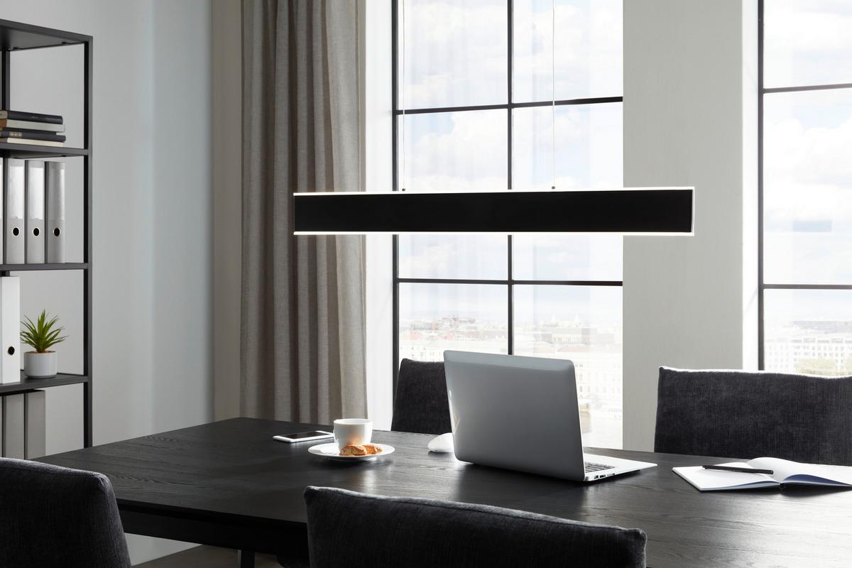 Led Függőlámpa Saki - fekete, Modern, műanyag/fém (90cm) - Premium Living