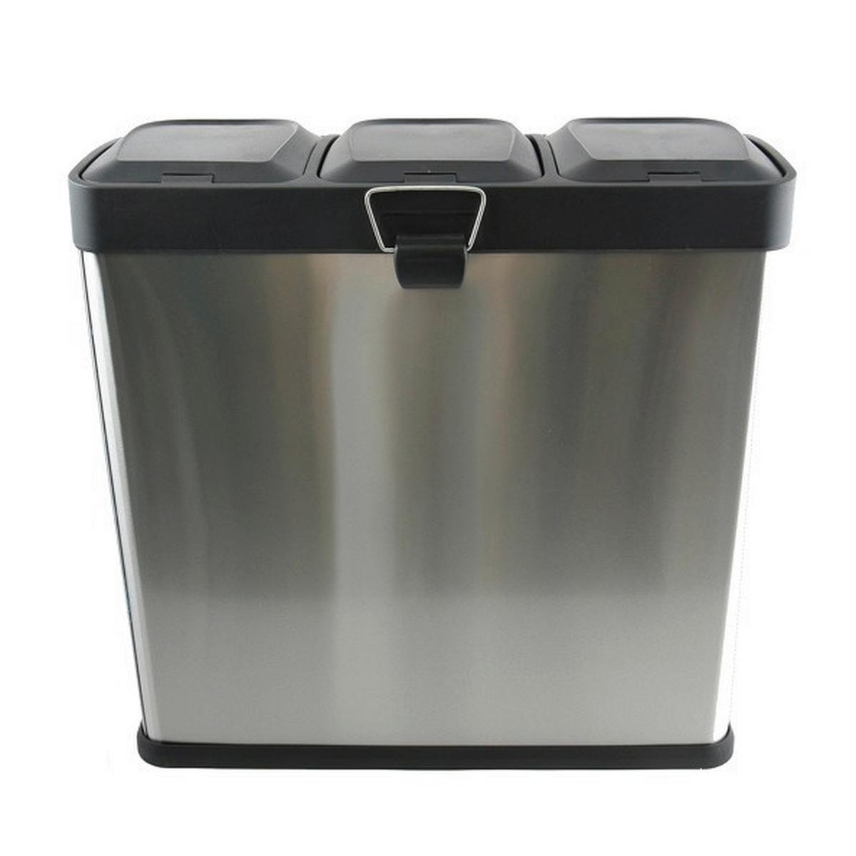 TRETEIMER MÜLLTRENNUNG 3 EIMER - Silberfarben/Schwarz, Basics, Kunststoff/Metall (60,5cm)