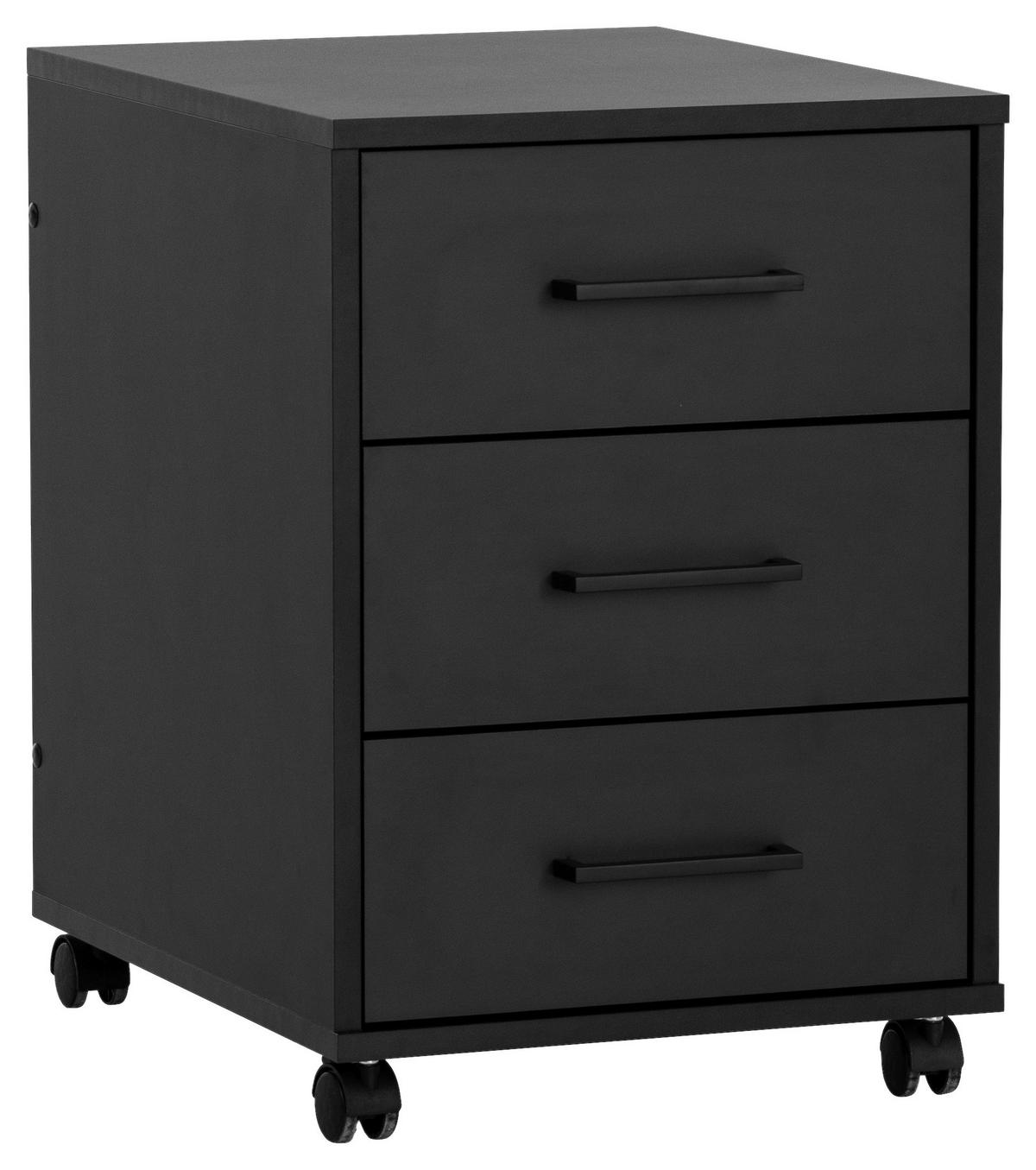 Rollcontainer Ruby Schwarz matt - Schwarz, MODERN, Holzwerkstoff/Kunststoff (40,1/57/50cm) - MID.YOU