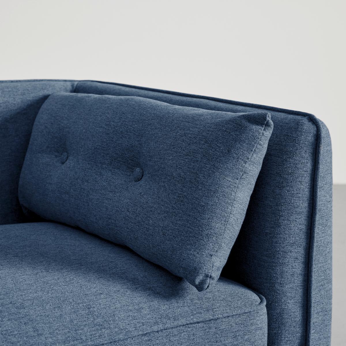 Modulsofa Fanny Blau Leinenoptik mit Hocker - Blau/Naturfarben, MODERN, Holz/Textil (154/55/73cm) - Bessagi Home