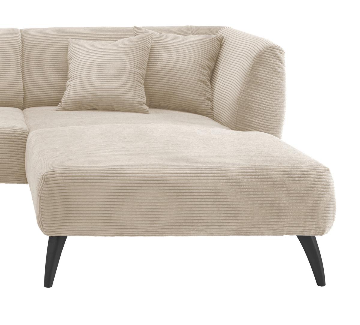 Wohnlandschaft Colori Beige Cord - Beige/Schwarz, MODERN, Holz/Textil (264/160cm) - MID.YOU