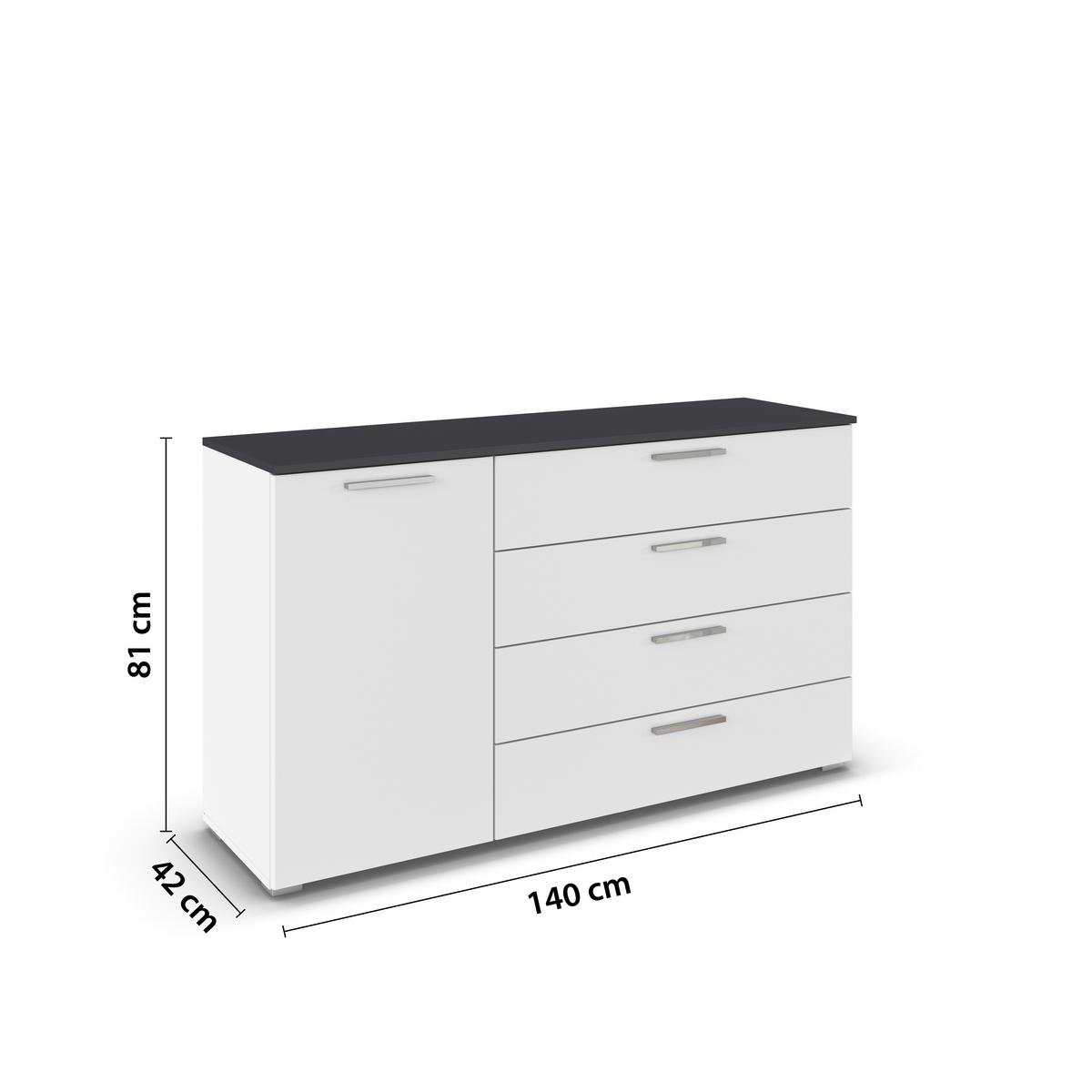 Komoda Caspio - bijela/siva, Konvencionalno, drvni materijal (140/81/42cm) - Premium Living