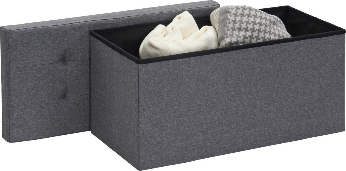 PUF Z FUNKCJĄ SCHOWKA LUPO - antracytowy, Design, materiał drewnopochodny/tkanina (76/38/38cm) - Carryhome