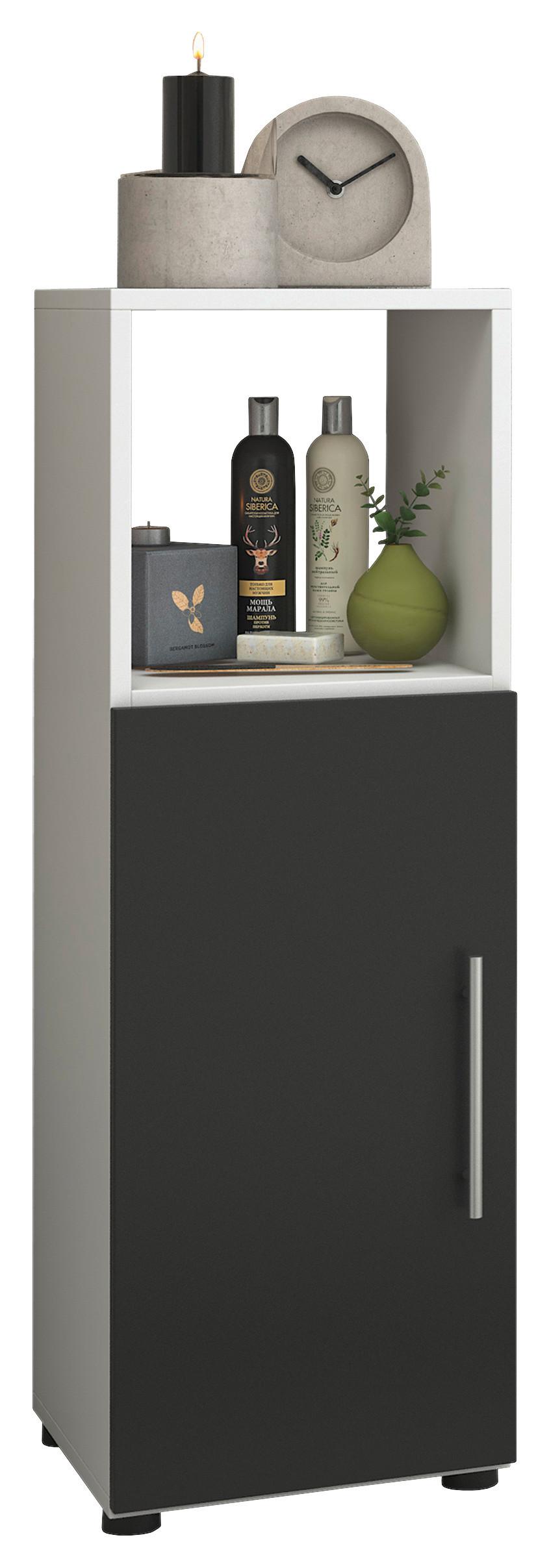 Spodnja Omarica Flandu, Črna, Bela - srebrne barve/črna, Konvencionalno, umetna masa/leseni material (31/93/30cm) - MID.YOU