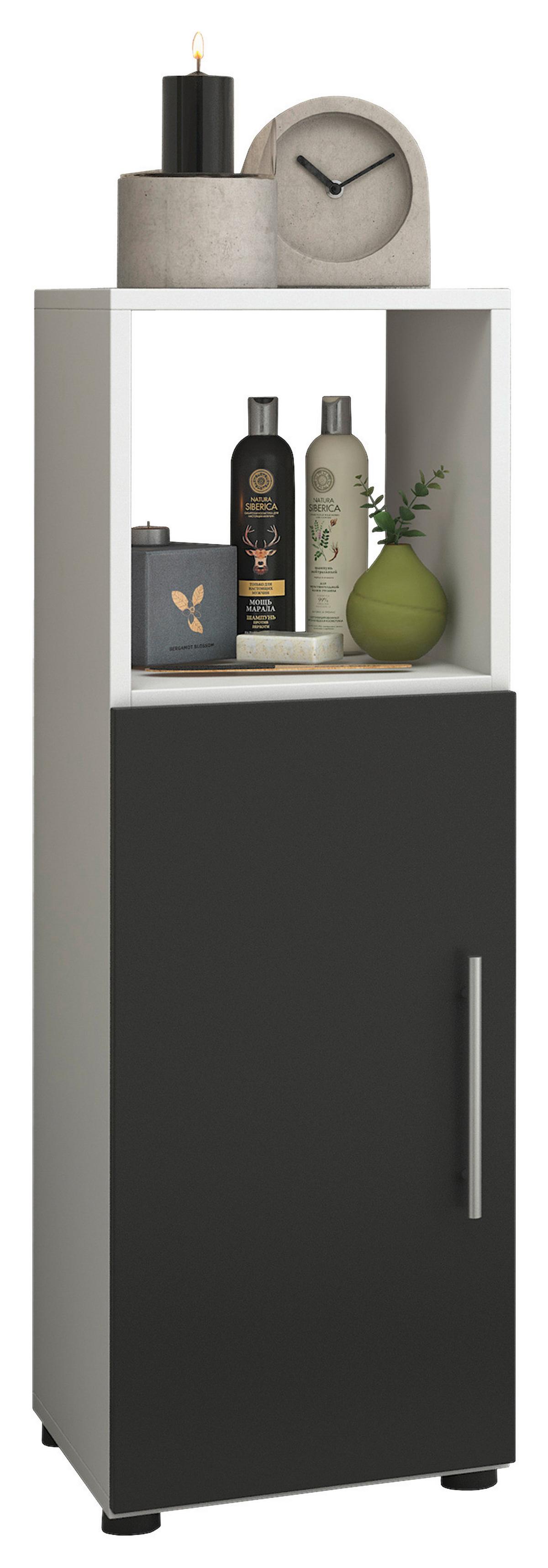 Midischrank Flandu ca. 31x93 cm Schwarz/Weiß - Silberfarben/Schwarz, KONVENTIONELL, Holzwerkstoff/Kunststoff (31/93/30cm) - MID.YOU