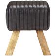 Hocker aus Ziegenleder in Schwarz - Schwarz/Naturfarben, LIFESTYLE, Leder/Holz (27/46/38cm) - Premium Living Hocker aus Ziegenleder in Schwarz - Schwarz/Naturfarben, LIFESTYLE, Leder/Holz (27/46/38cm) - Premium Living
