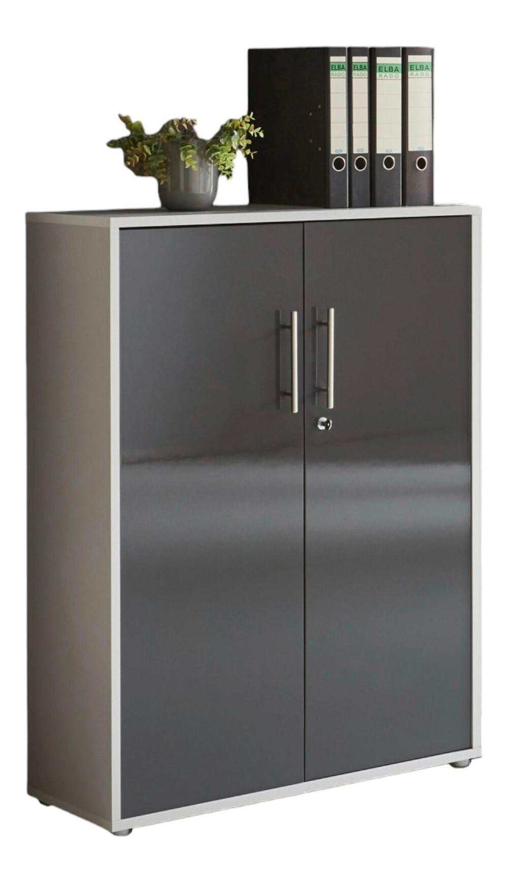 Aktenschrank Office Edition Grau - Anthrazit Hochglanz/Grau, MODERN, Holzwerkstoff (84,5/114/33cm) - MID.YOU