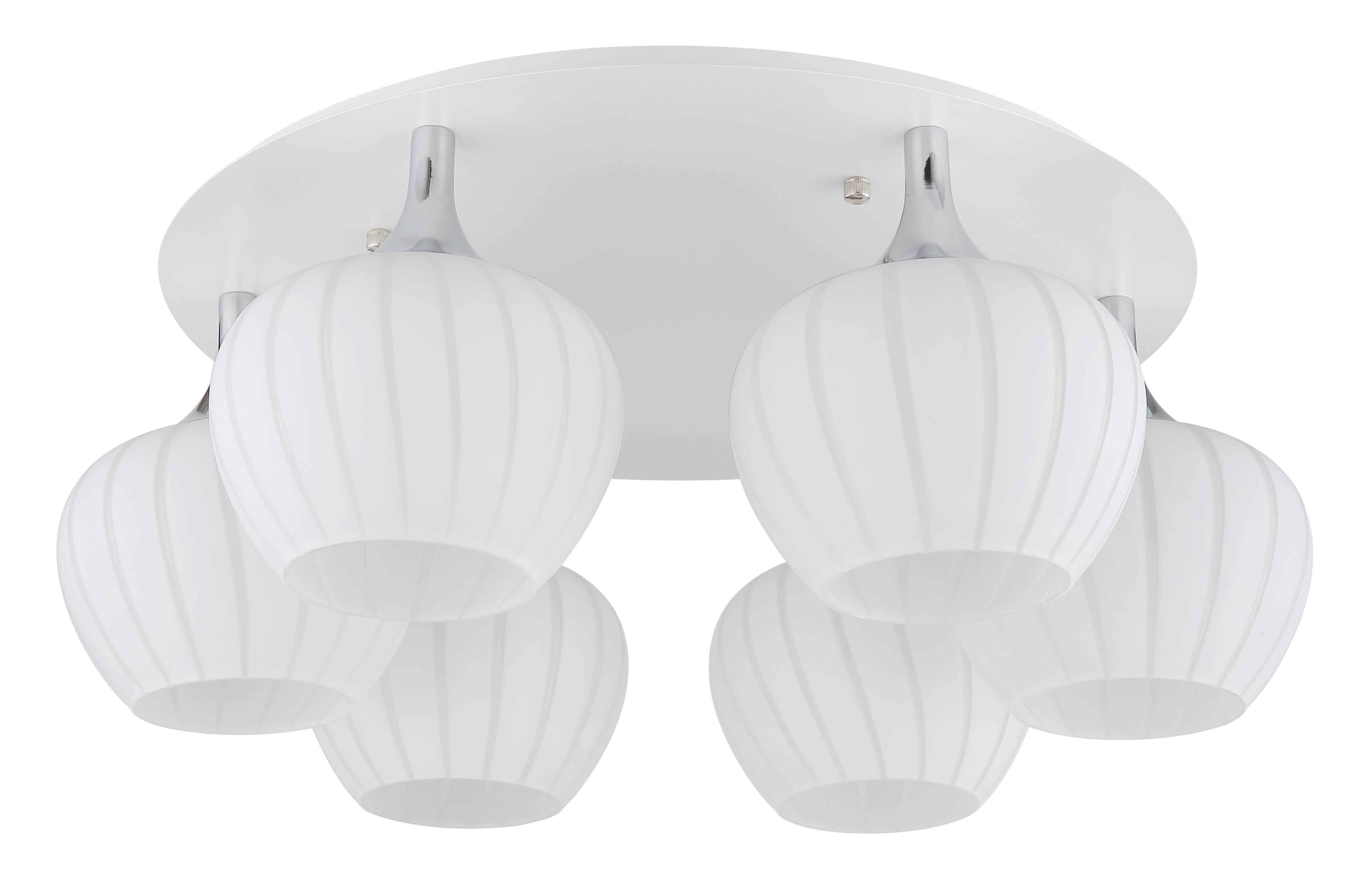 DECKENLEUCHTE 15548-6DW - Chromfarben/Opal, Konventionell, Glas/Metall (65/25,5cm) - Globo