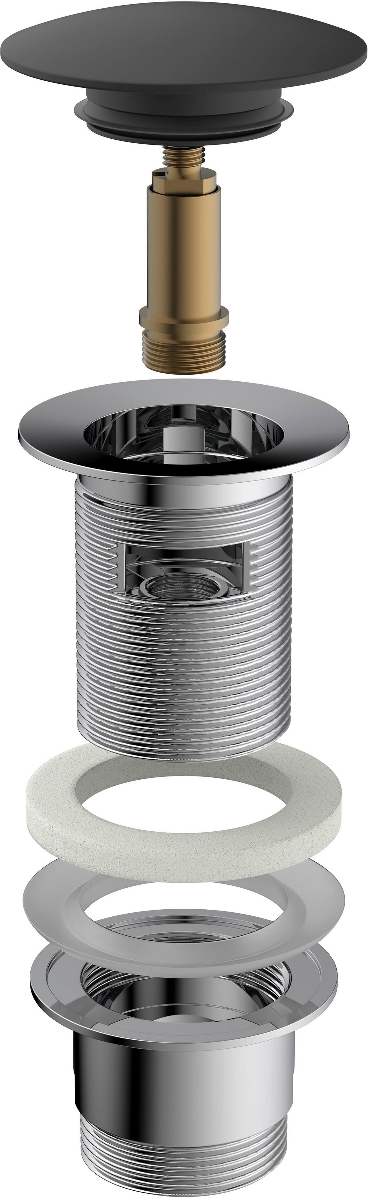 ZAWÓR ODPŁYWOWY 98807420 - czarny/kolor chromowy, Basics, metal (6,5cm) - Schütte