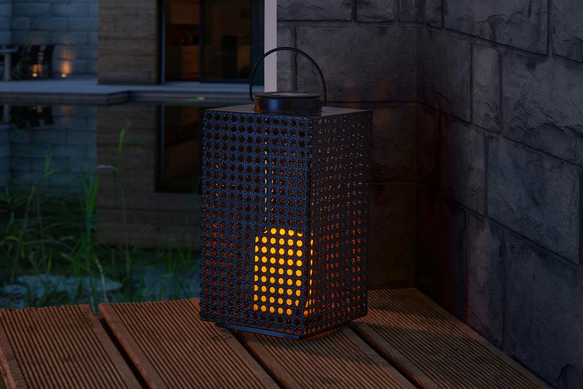 Lampă solară Alain - negru, Modern, plastic/metal (15,5/15,5/29,5-36cm) - Modern Living
