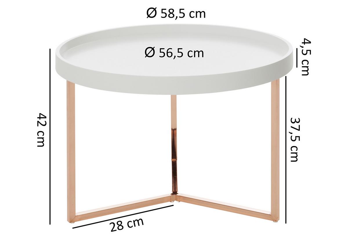 Klubska Miza Wl5.765 - bela/barve bakra, Design, kovina/leseni material (58,5/58,5/42cm) - MID.YOU