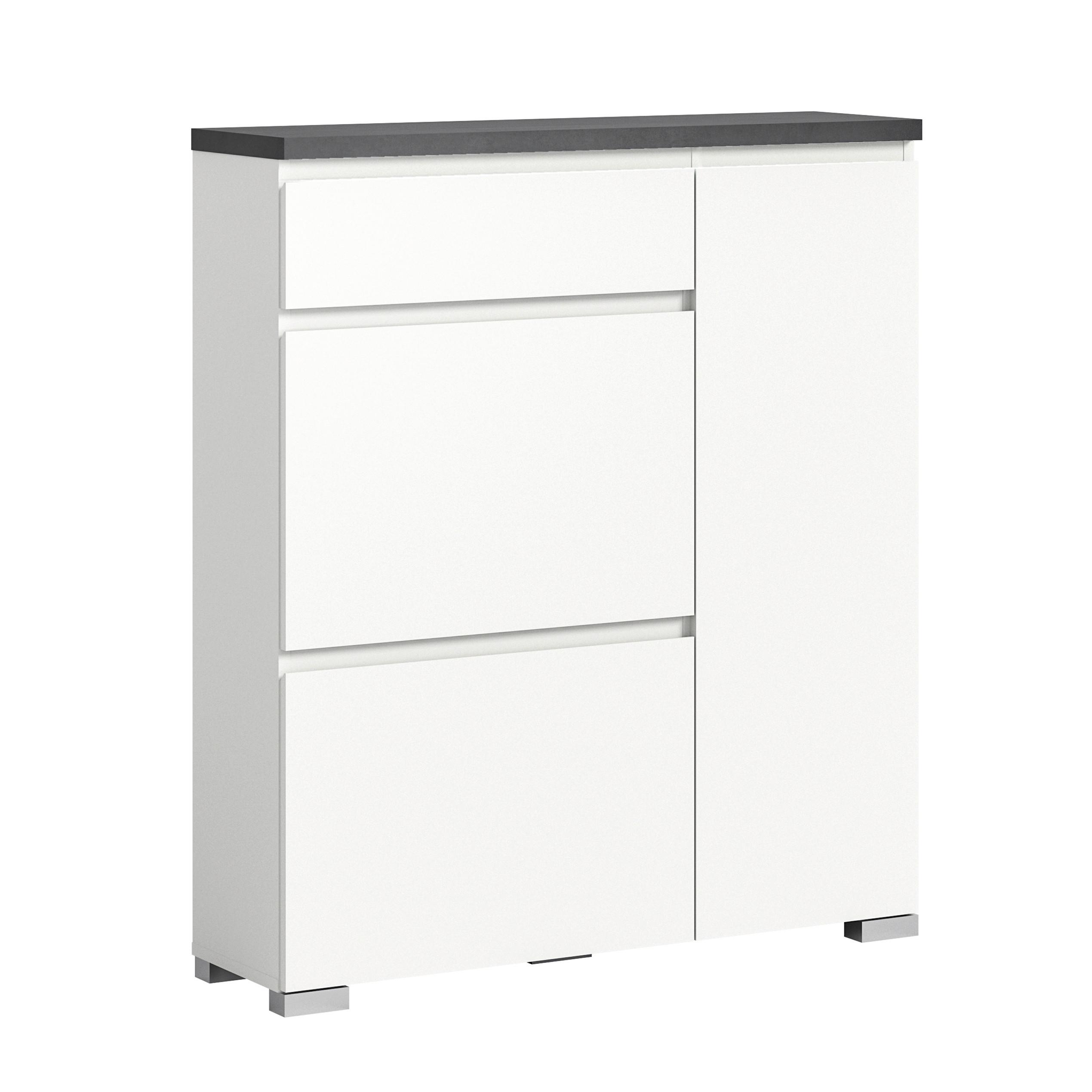 Schuhschrank Shoelove in Grau/Weiß - Silberfarben/Weiß, MODERN (95/109/27cm)