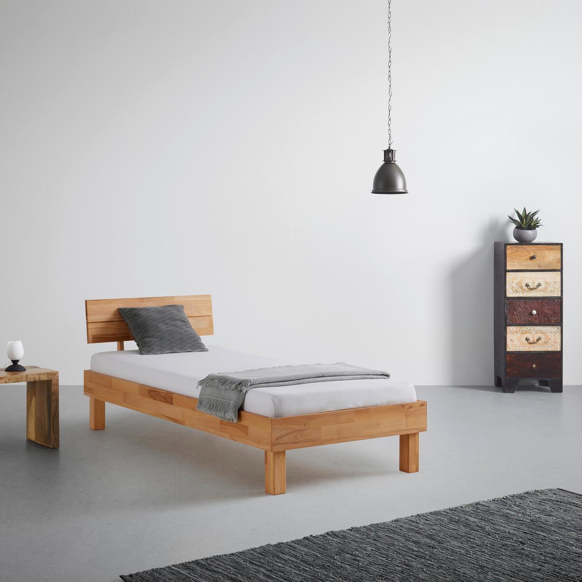 Bett aus Massiv Holz ca. 100x200cm - Naturfarben, KONVENTIONELL, Holz (100/200cm) - ecoTree