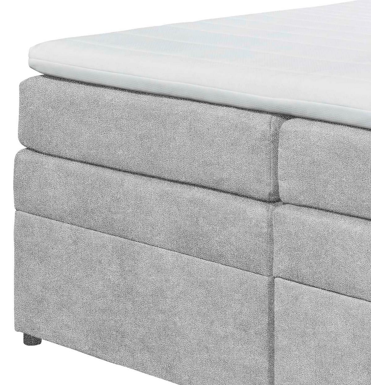 Boxspringbett Tacoma 3 inkl. Topper ca. 180x200 cm Silberf. - Silberfarben, KONVENTIONELL, Kunststoff/Textil (180/200cm) - MID.YOU