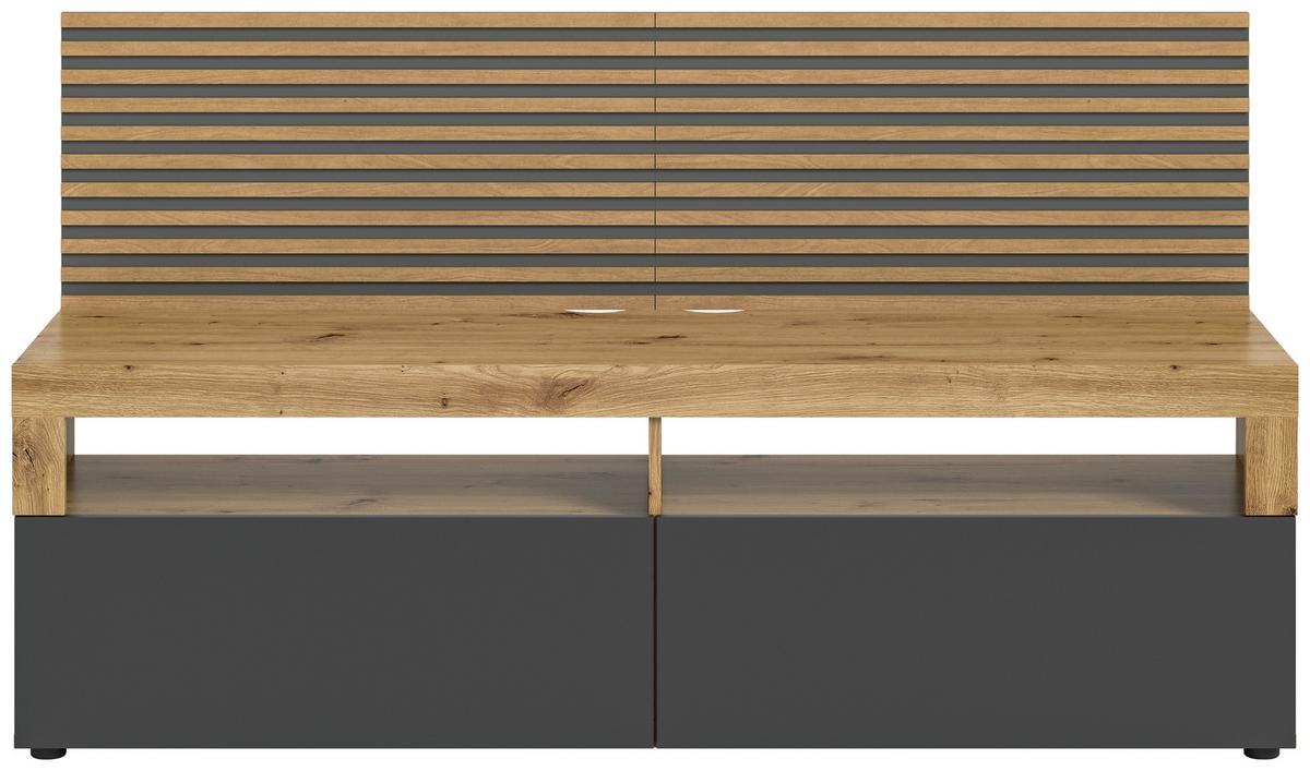 Lowboard Okai ca. 160x90 cm Eiche/Grau - Anthrazit, KONVENTIONELL, Holzwerkstoff/Kunststoff (160/90/45cm) - MID.YOU