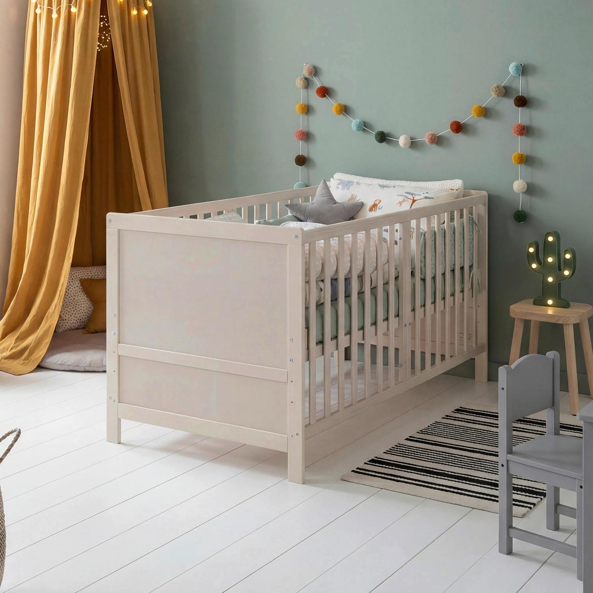 Rácsos Kiságy, Átalakítható Easy Sleep - szürke, Basics, faalapú anyag (78/78/142cm) - Roba