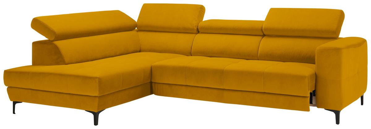 Ecksofa Emma links Gelb - Gelb/Schwarz, MODERN, Textil (210/301cm) - Premium Living