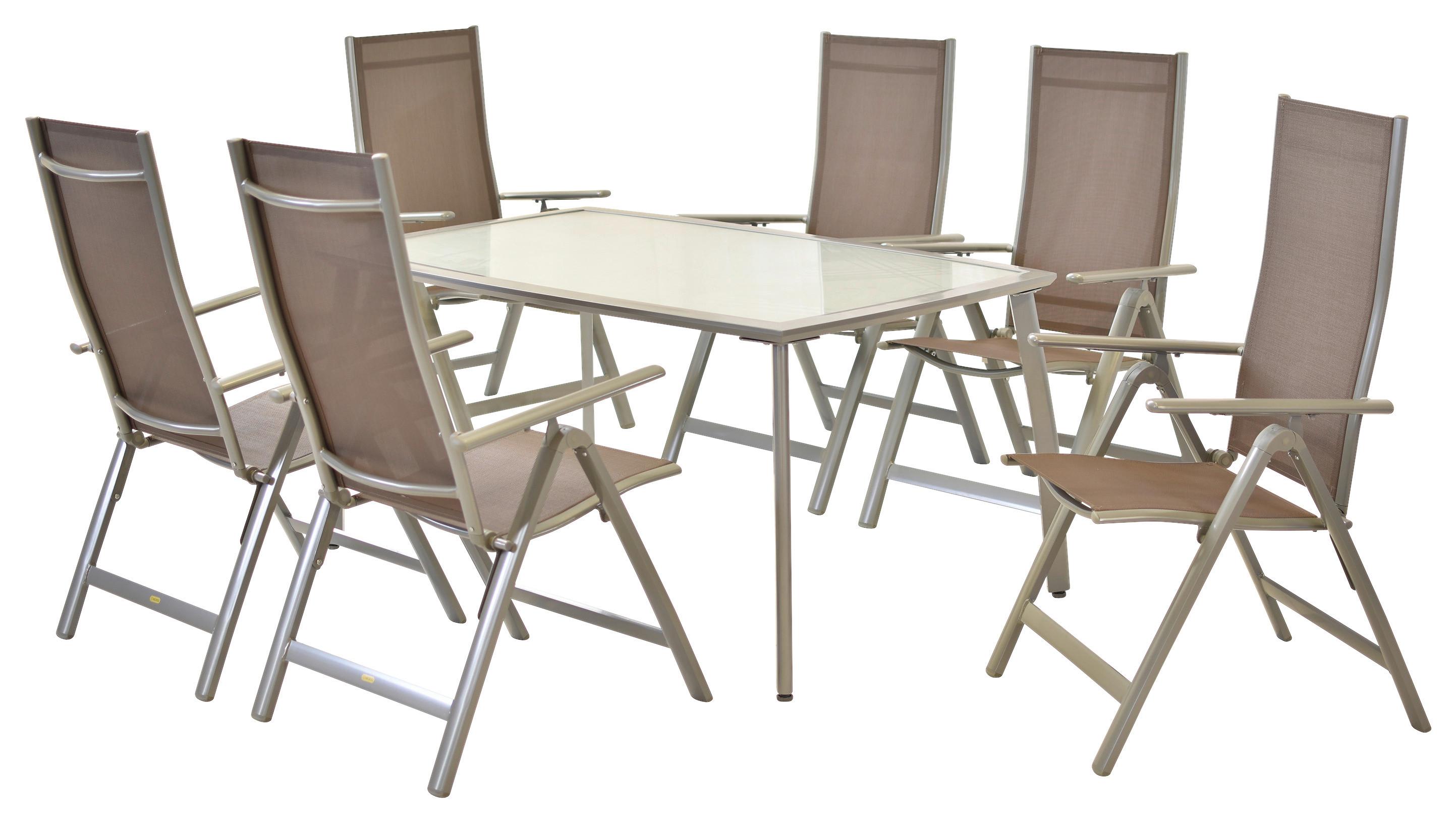 Vrtni Set Carrara, 7-Delni - srebrne barve/rjavosiva, Moderno, kovina/tekstil - Gardenson