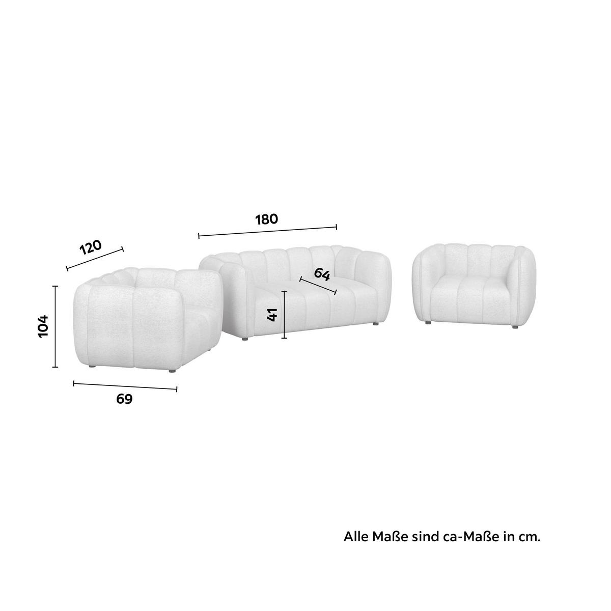 Kanapé Két Fotellel Sandra - bézs/krémszínű, Modern, textil/fa - Bessagi Home