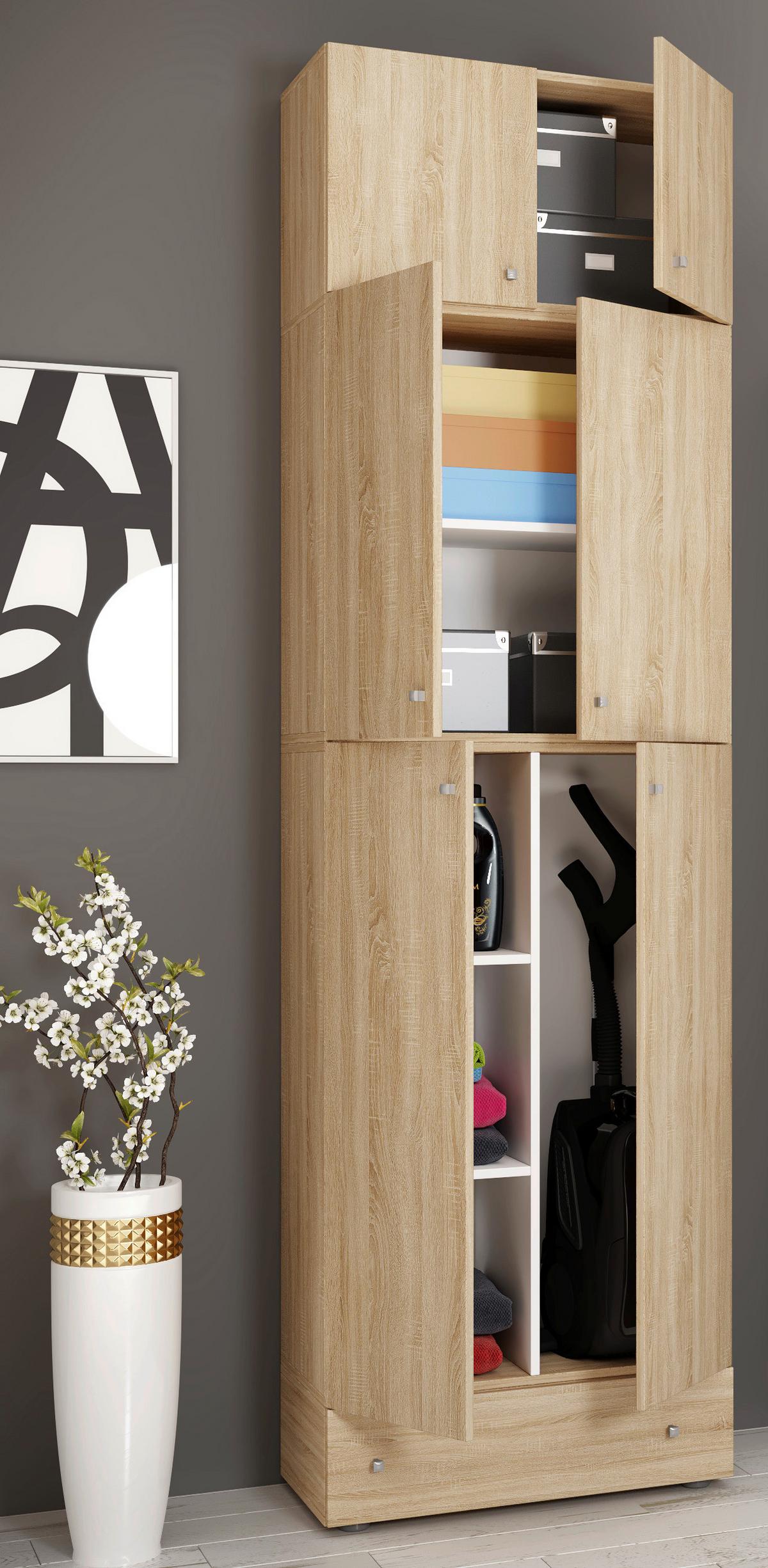 Večnamenska Omara Lona Xxl, Hrast - siva/črna, Moderno, umetna masa/leseni material (70/240/39cm) - MID.YOU