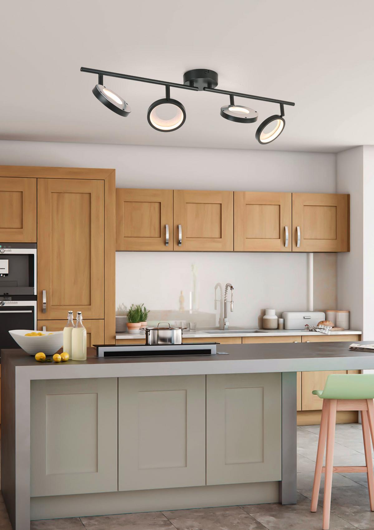 LAMPA REFLEKTOROWA LED GRANADA *SBN* - czarny/kolor aluminiowy, Basics, tworzywo sztuczne/metal (83/12/19cm) - Novel