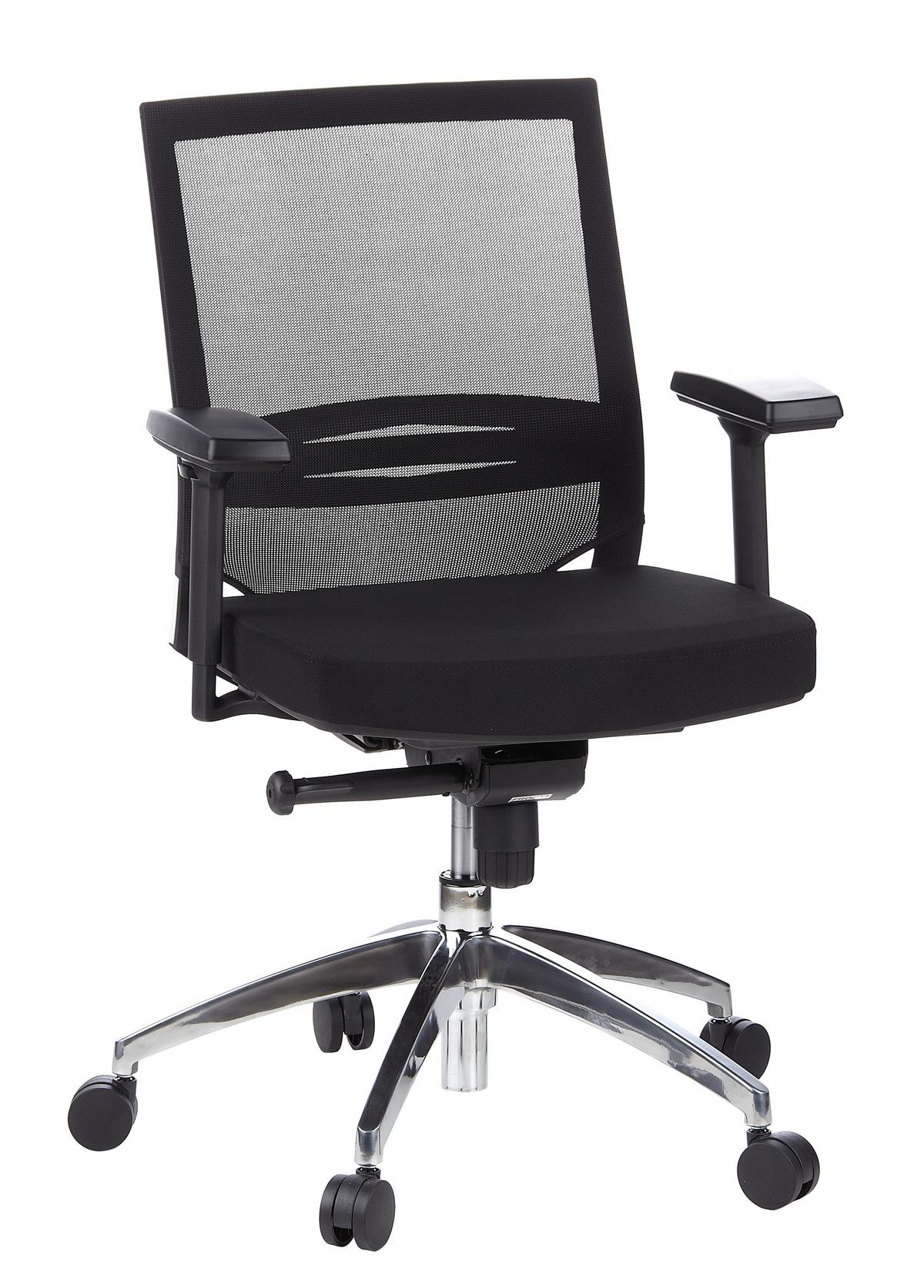 Drehstuhl Porto Pro Schwarz ca. 59x108x49cm - Schwarz/Alufarben, MODERN, Kunststoff/Textil (59/108/49cm) - MID.YOU