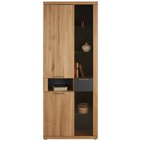 Vitrine in Eichefarben - Eichefarben/Graphitfarben, Konventionell, Glas/Holz (199cm) - Zandiara