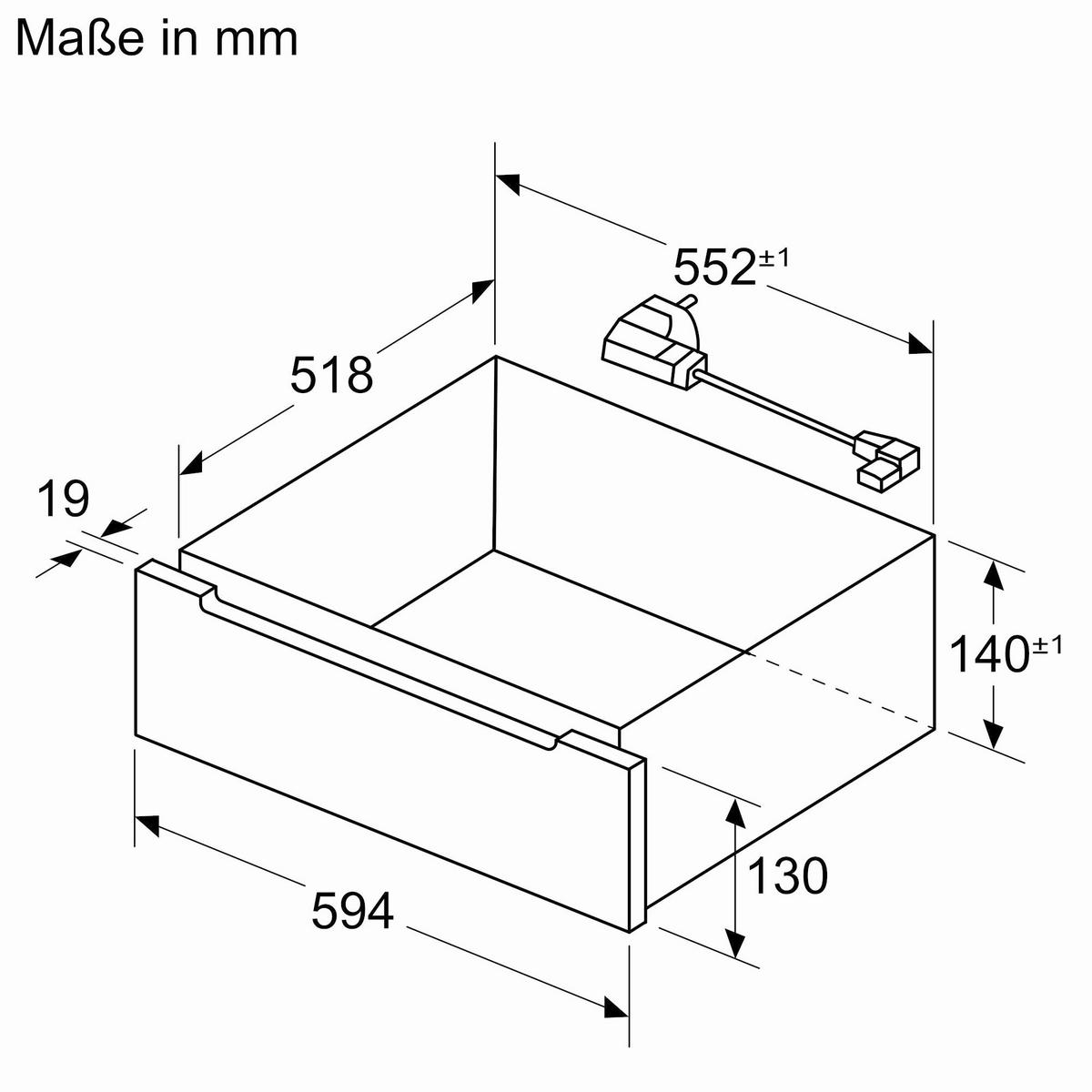 Dampfschublade Schwarz - Schwarz, Metall (59,4/14,1/51,8cm) - Bosch