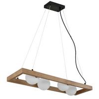 HÄNGELEUCHTE 32010446 NANDA - Weiss/Schwarz, Natur, Glas/Holz (84/24/150cm) - Globo