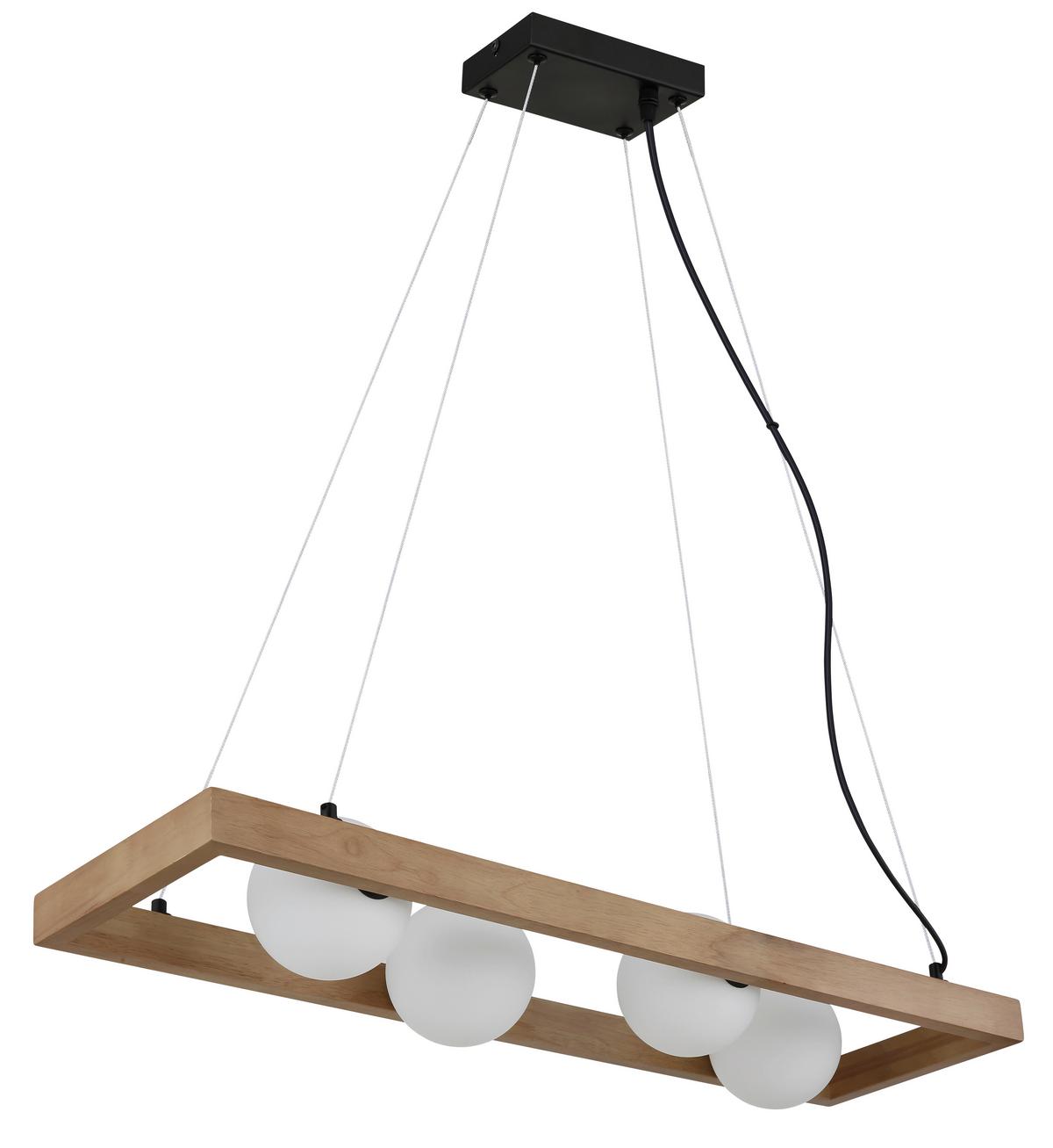 HÄNGELEUCHTE 32010446 NANDA - Weiss/Schwarz, Natur, Glas/Holz (84/24/150cm) - Globo