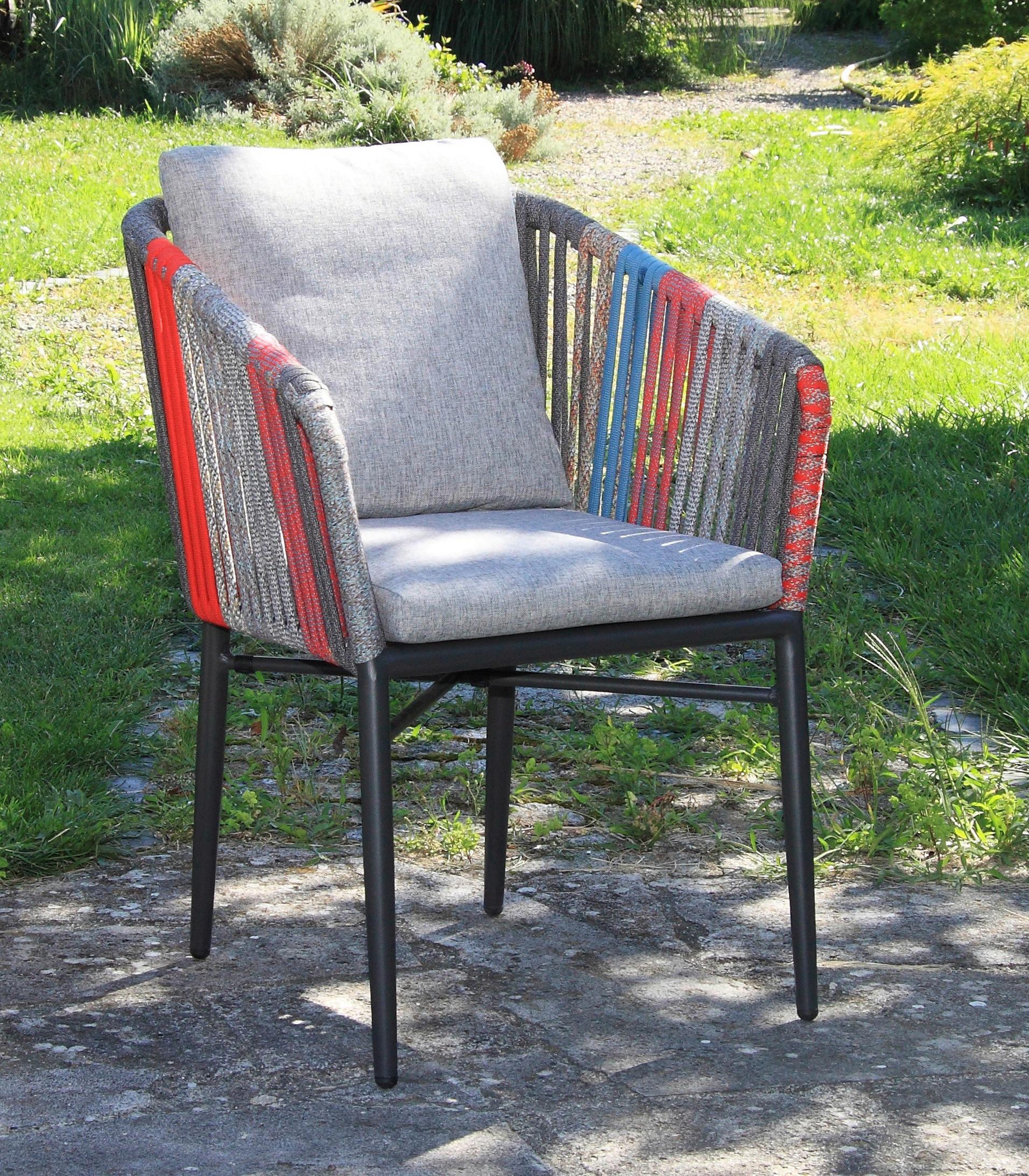 KRZESŁO OGRODOWE MANHATTEN COLOR - antracytowy/różnokolorowy, Modern, metal/tkanina (61/82/63cm) - Acamp