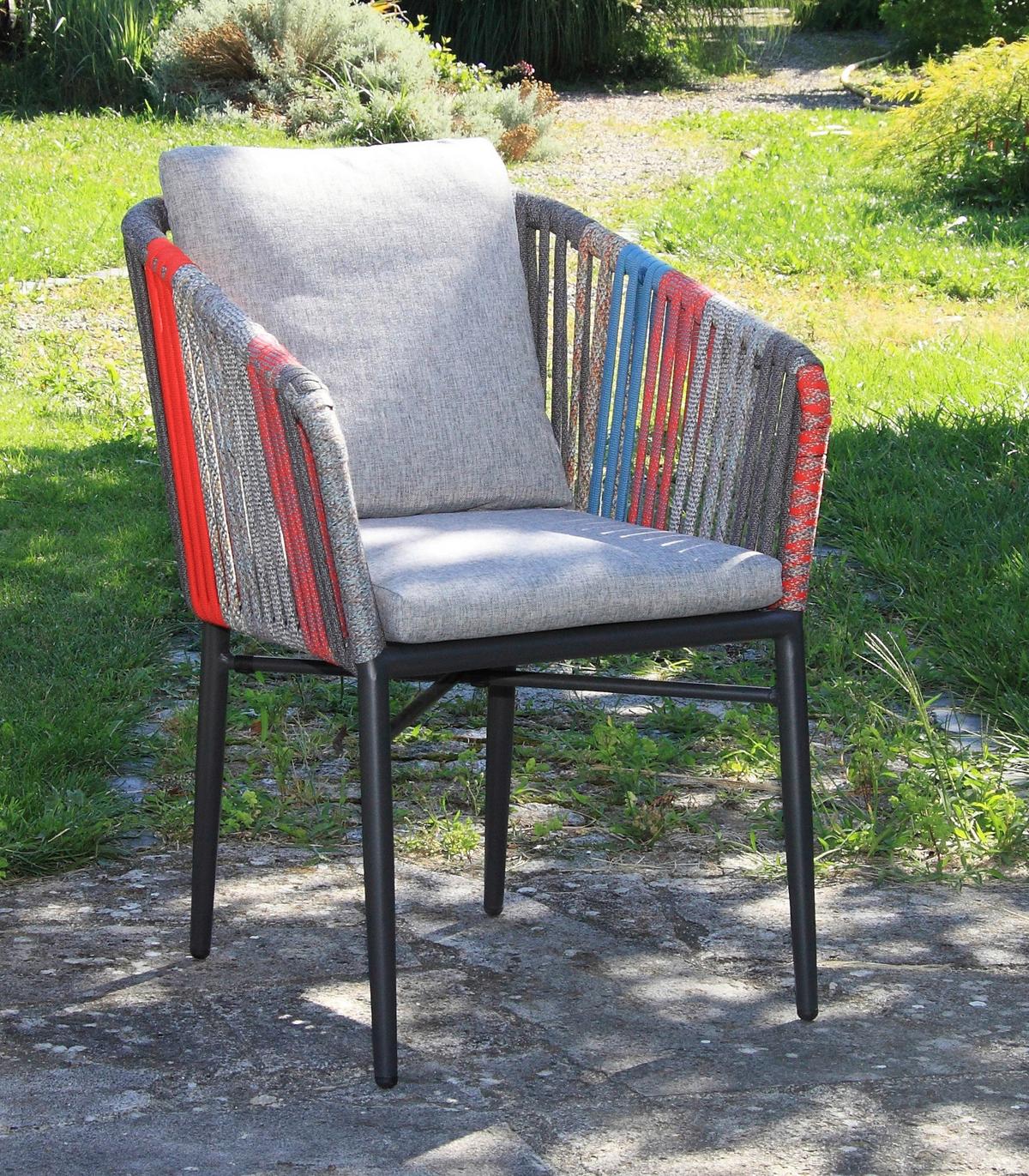 KRZESŁO OGRODOWE MANHATTEN COLOR - antracytowy/różnokolorowy, Modern, metal/tkanina (61/82/63cm) - Acamp