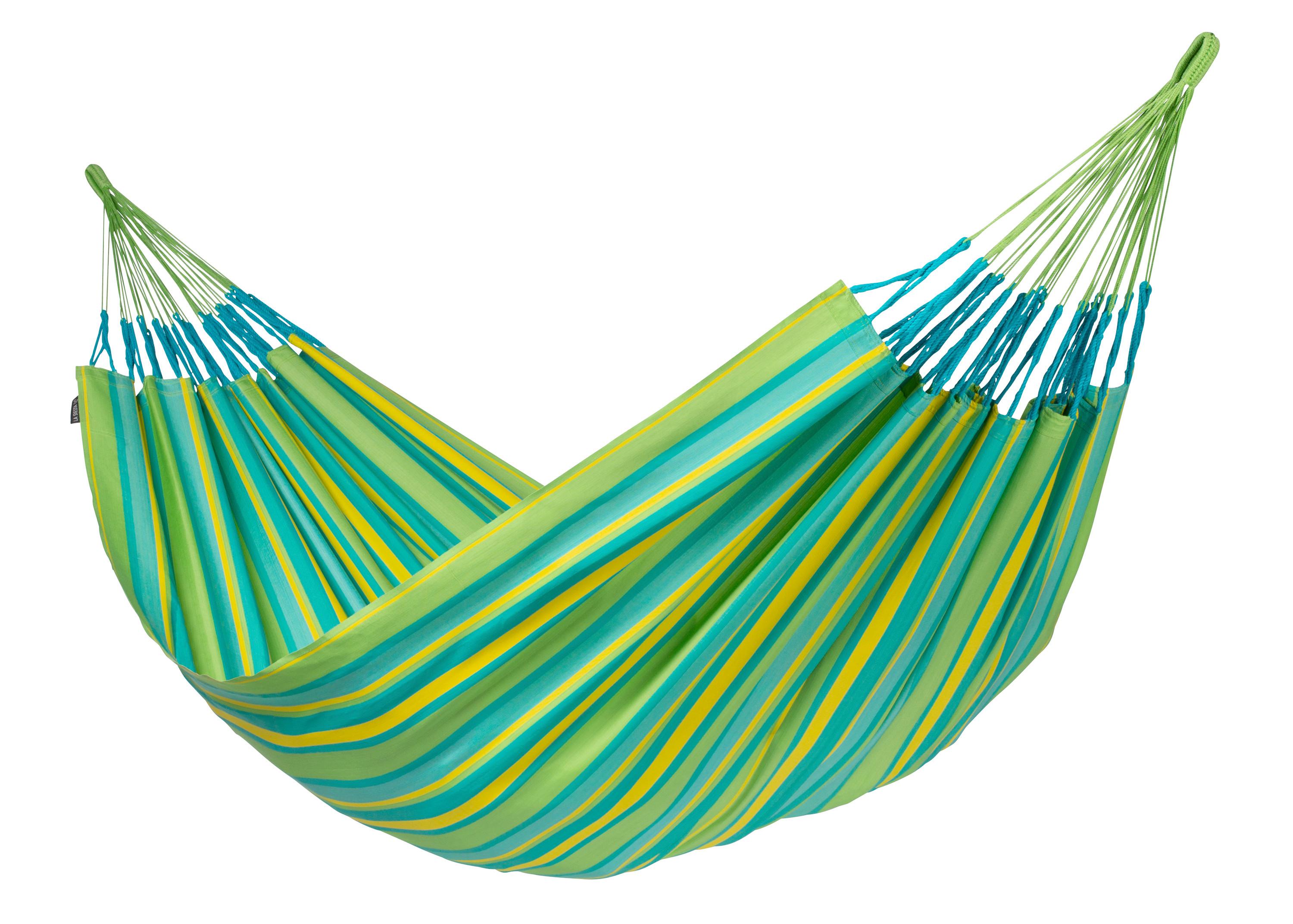 Hängematte Kingsize Hammock Outdoor Gelb/Grün/Türkis - Türkis/Gelb, KONVENTIONELL, Textil (180/400cm) - La Siesta