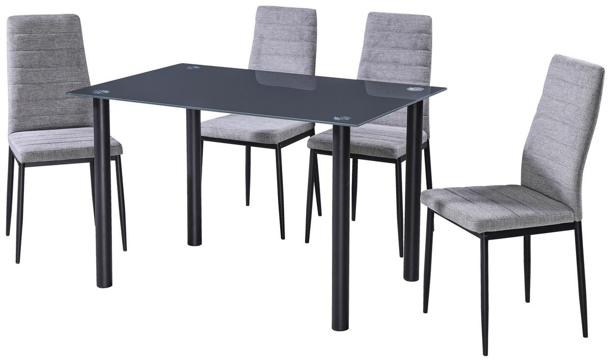 Set cu masă și scaune WELS 1 *PH* - negru/gri, Konventionell, sticlă/metal (120/75/80cm) - Best Price