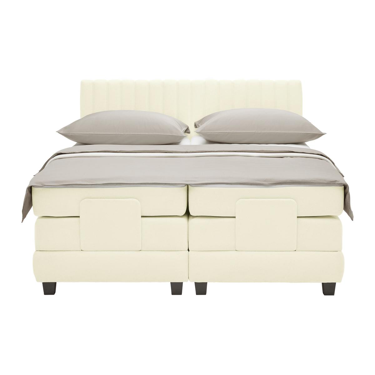 Boxspringbett Dixon Ecru ca. 180x200cm - Ecru/Schwarz, Konventionell, Holz/Holzwerkstoff (180/200cm) - Premium Living