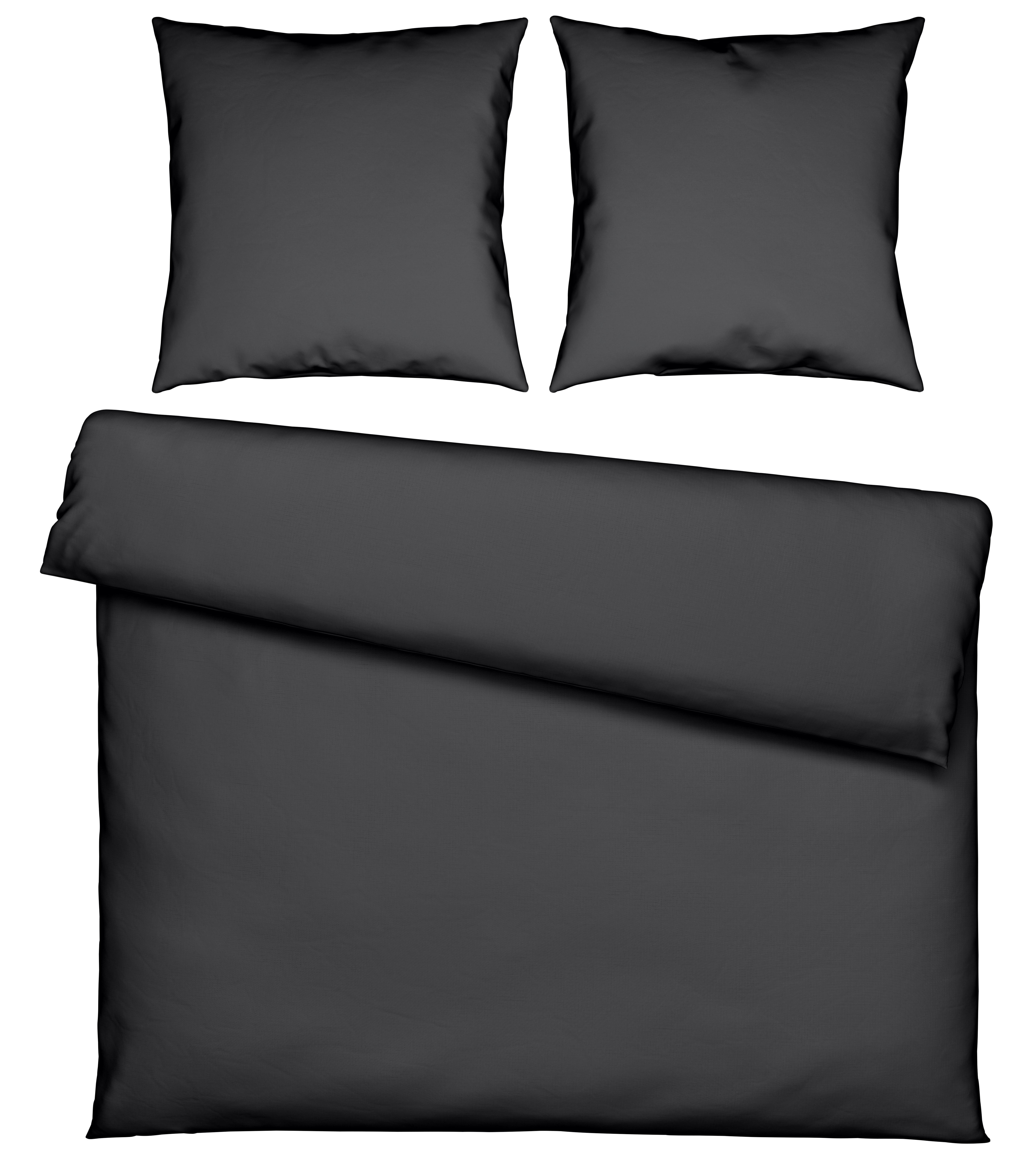 Bettwäsche Stone Washed Uni XXL Anthrazit ca. 200x200cm - Anthrazit, MODERN, Textil (200/200cm) - Modern Living