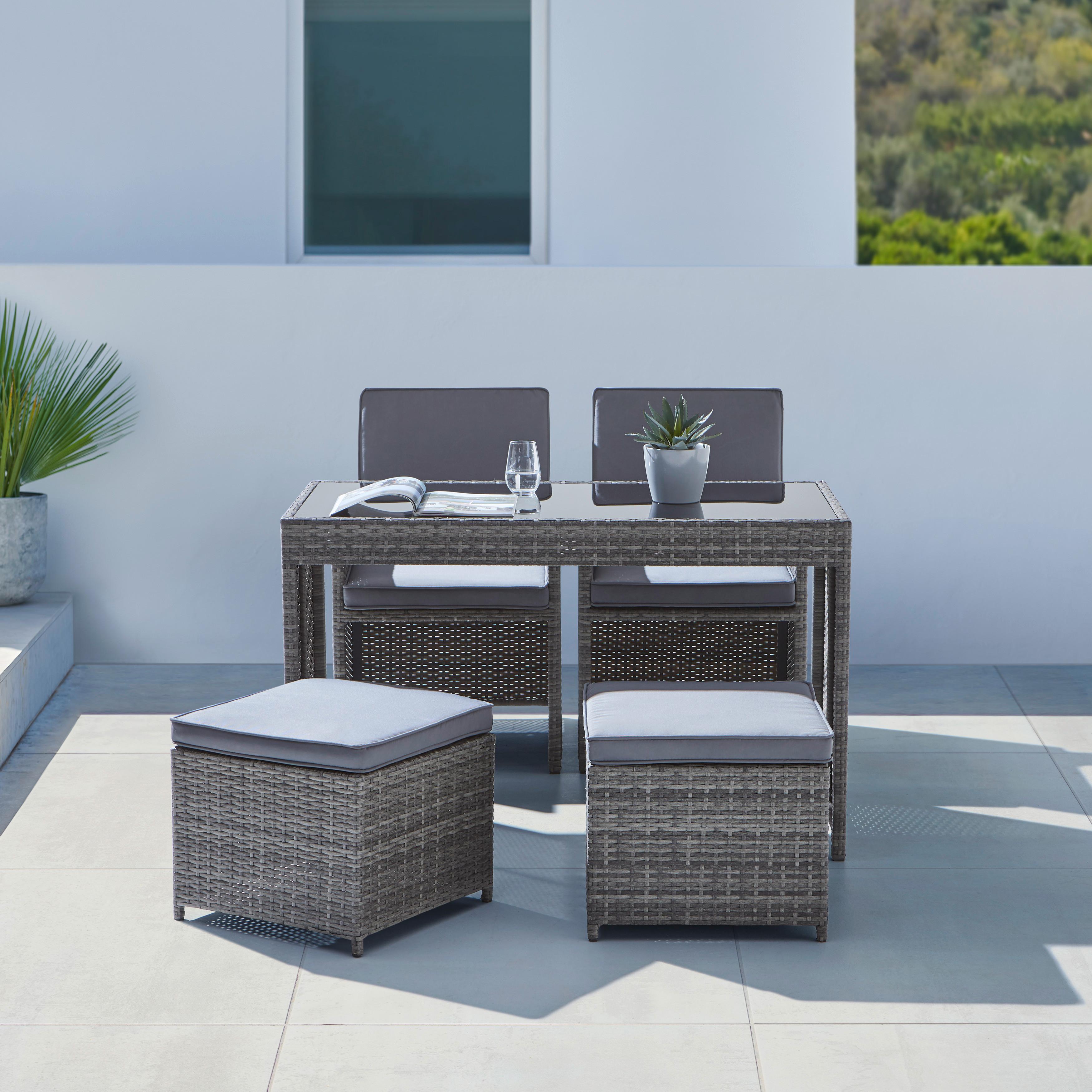 Kerti Garnitúra Bilbao - fekete/antracit, Modern, műanyag/üveg - Mömax