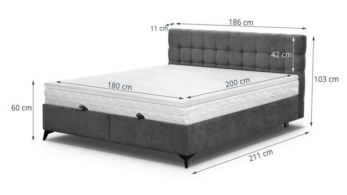 Boxbett in Schwarz ca. 180x200cm - Schwarz, KONVENTIONELL, Holzwerkstoff/Kunststoff (180/200cm) - Mömax