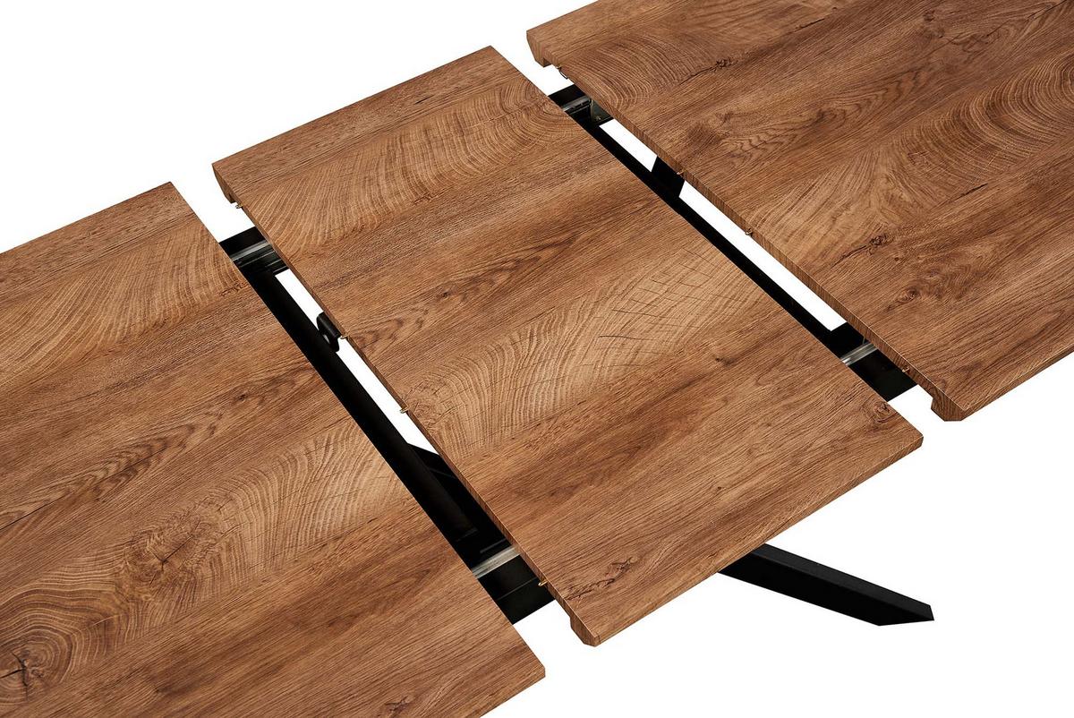 STÓŁ ROZSUWANY AKI - czarny/kolor orzecha włoskiego, Modern, materiał drewnopochodny/metal (140-180/80/76cm) - Bessagi Home