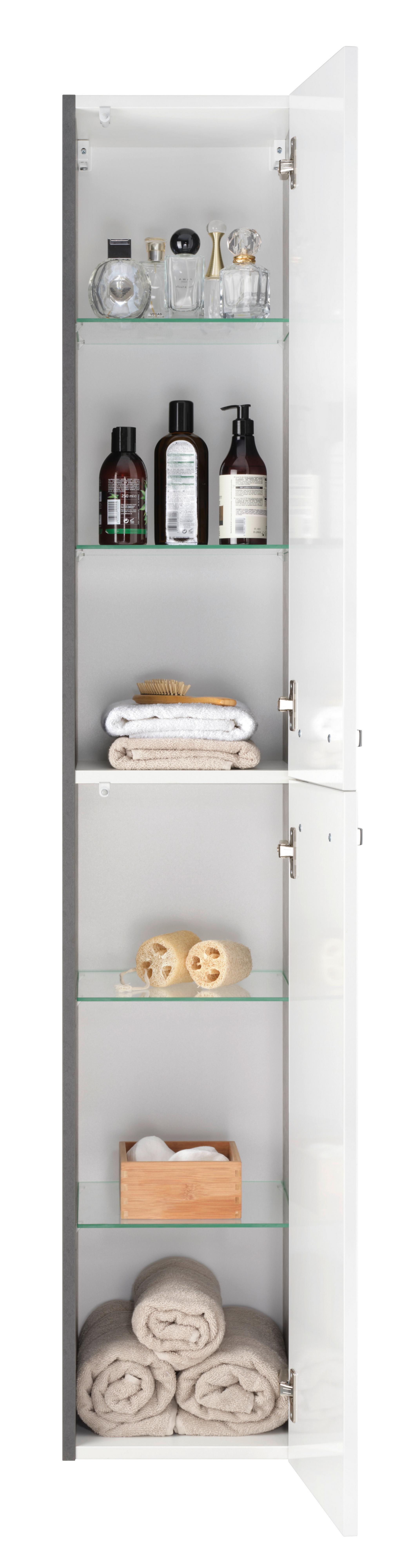 Dulap înalt Carin - alb/gri închis, Modern, material pe bază de lemn (30/168/32,6cm) - Mömax
