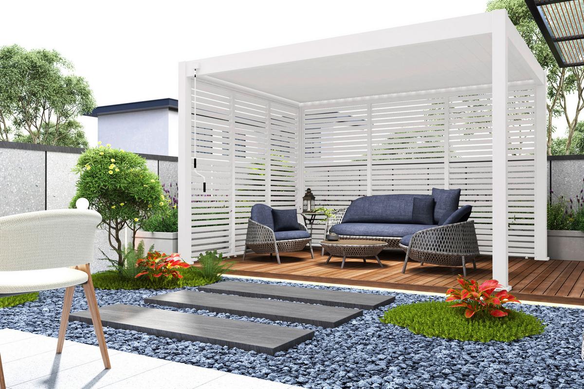 Pavillon-Seitenteil ca. 113x235 cm Aluminium Weiß - Weiß, Basics, Metall (113/235/8cm) - Gardenson